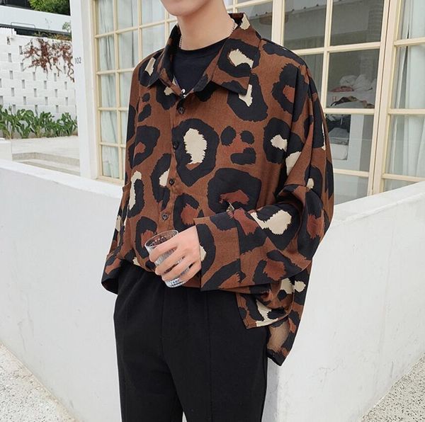 

мужские леопардовым принтом футболка с длинным рукавом падение плечо хип-хоп стиль, White;black