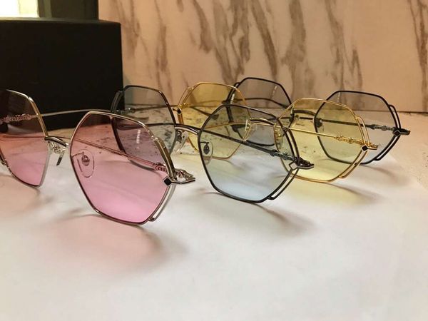 

designer hexagon sunglasses silver/pink shaded sun glasses uv 400 outdoor protection eyewear new with box, White;black