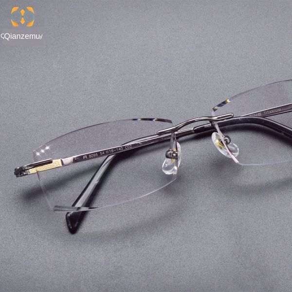 

high-end trimming myopia men's frameless myopia glasses private anti-blue color-changing glasses danyang, Silver
