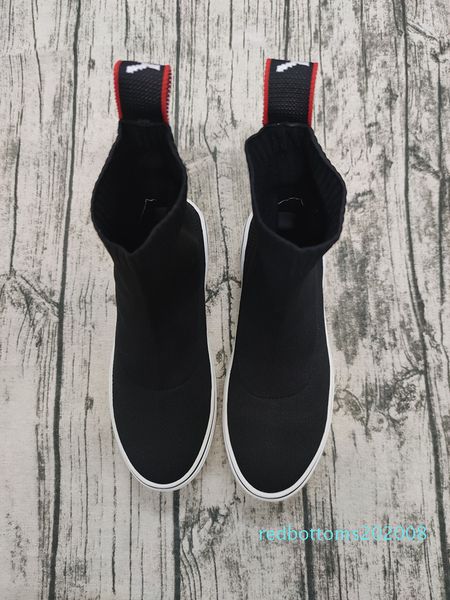 

luxury designer sneakers black fashion stripes flat bottom thick socks casual shoes r08