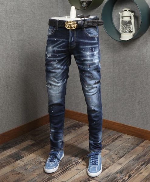 

wd1046 fashion men's jeans 2019 runway european design party style men's clothing, Blue