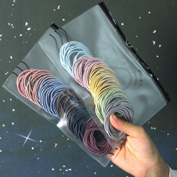 

straight 100 children's high elastic rubber band rubber band rope seamless basic hair tie thin hair ring head rope, Slivery;white