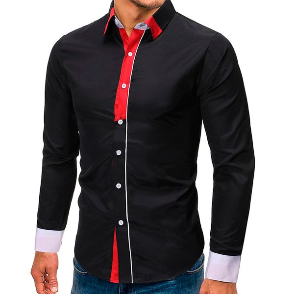 

fashion autumn shirt men slim fit shirts business casual blouse long sleeve shirt blouse solid color camisa social gh4, White;black