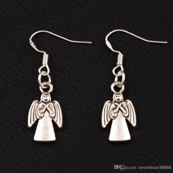 

praying archangel earrings 925 silver fish ear hook 30pairs lot antique silver chandelier e122 36.3x10.4mm