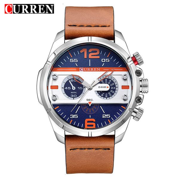 

wristwatch male student watch waterproof genuine leather watchband automatic quartz casual mechanical men master wrist watches, Slivery;brown