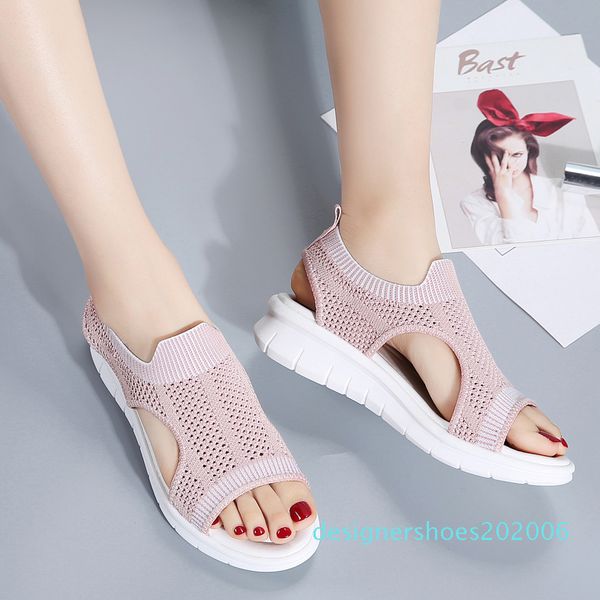 

pinsen new 2020 fashion comfortable summer shoes woman ladies slip-on flat sandals women sandalias mujer d06, Black