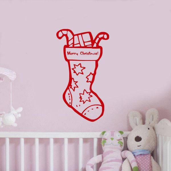 

snowman socks kids room christmas decorative vinyl wall sticker shop window mural nursery xmas decor sticker yo-97 zz