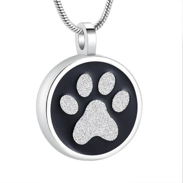 

ijd9132 stainless steel pet print round cremation memorial pendant for ashe urn souvenir keepsake necklace jewelry, Silver