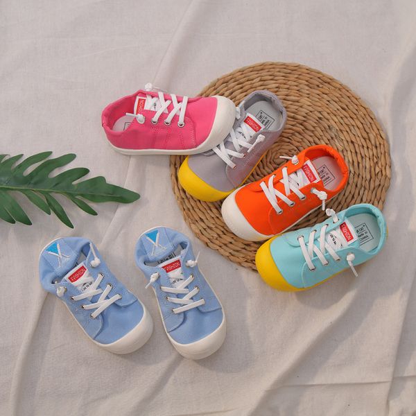 

kids canvas shoes anti-kick children casual shoes candy color boys sneakers girls sports comfortable baby zapatillas, Black