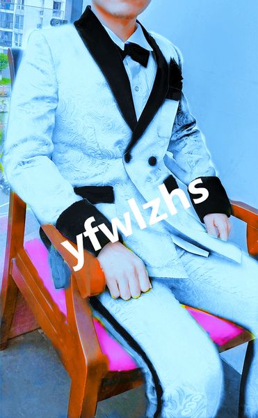 

double-breasted groomsmen shawl lapel wedding groom tuxedos men suits wedding/prom/dinner man blazer(jacket+tie+pants+belt) t75, Black;gray