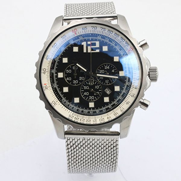 

brand navitimer super ocean heritage chronograph luxury men's watch silver staimless belt silver white pointer trend watches rb01272, Slivery;brown