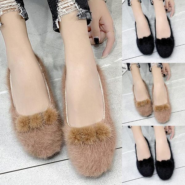 

women's peas shoes causal flat mother shoes fashion warm lazy ladies, Black