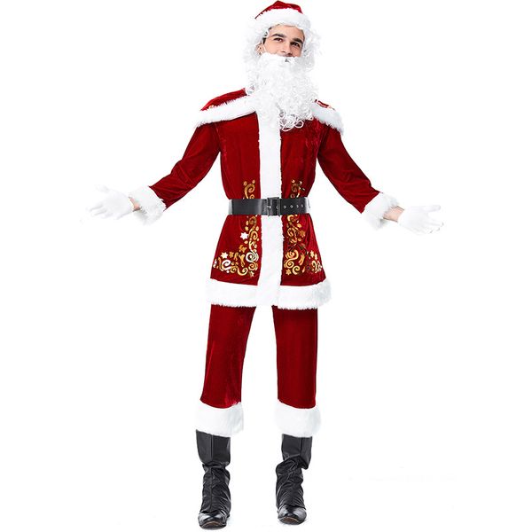

jolly ole st. nick santa claus mens christmas holiday cosplay costume, Black;red