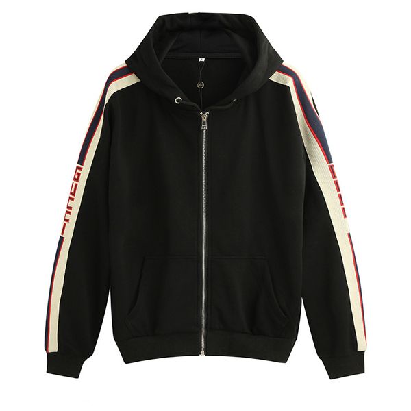 

black италия дизайнеры бренды new men толстовка с капюшоном на молнии с логотипом stripe мужские толстовки женские кофты мужская одежда g013, White;black