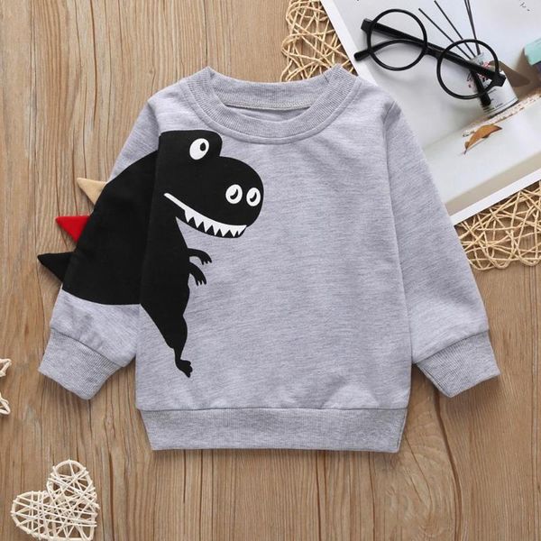 

cartoon dinosaur personality printing shirts baby kid boy fashion trend autumn cotton comfort soft long sleeve jumper, Black
