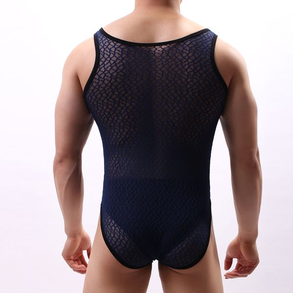 

men mesh bodysuit wrestling singlet fetish gay male jockstrap underwear erotic lingerie fitness suit see through jumpsuits, Black;brown