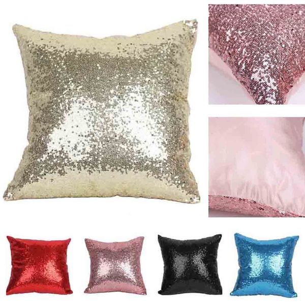 Solid Color Glitter Sequins Throw Pillow Case Cushion Home Car