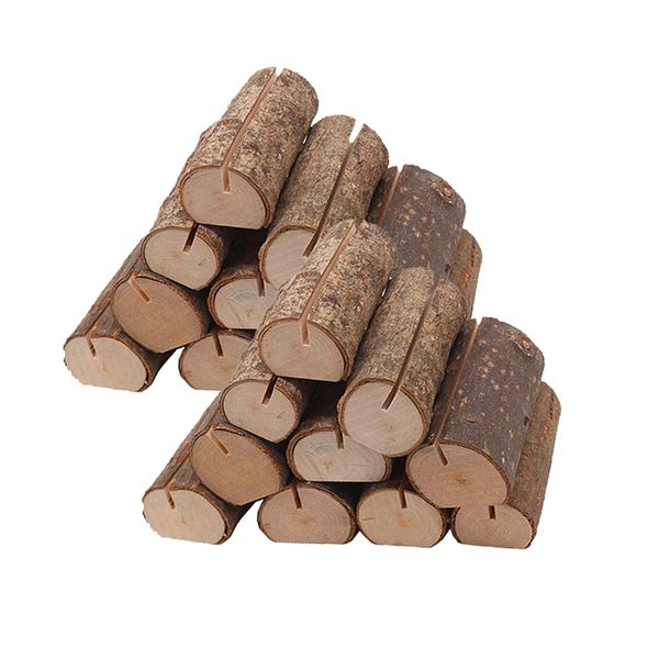 

wooden stump shape wedding party name card table number card holder reception place stand for party wedding