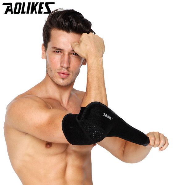 

aolikes 1pcs sports safety band elastic volleyball tennis elbow brace support absorb sweat sleeve pad protection, Black;gray