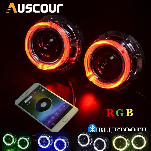 

universal 3.0inch bixenon hid projector lens q5 koito with rgb app bluetooth function angel eyes mask bulb lamp car assembly kit
