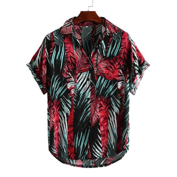 

heflashor мужчины с коротким рукавом рубашки лето цветочные сыпучие багги повседневный гавайи отпуск пляж рубашки топы кнопки блуза национал, White;black