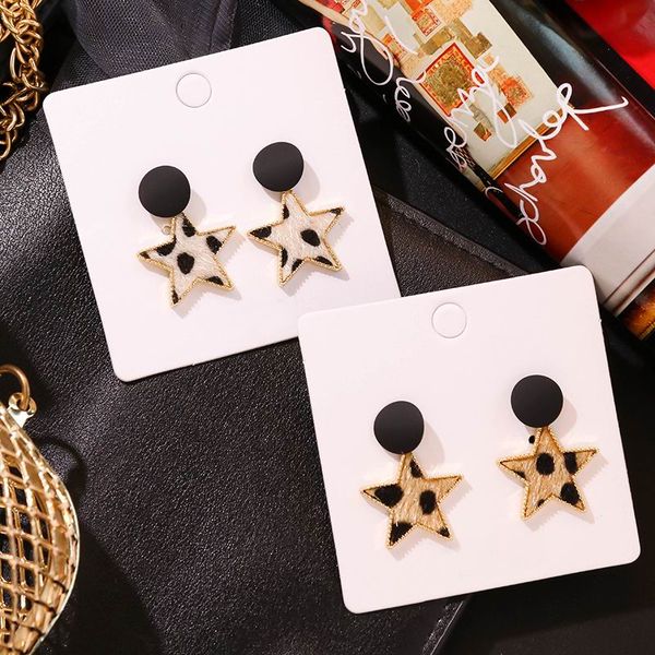 

korean leopard star drop earrings for women 2019 new simple earings trendy jewelry, Silver