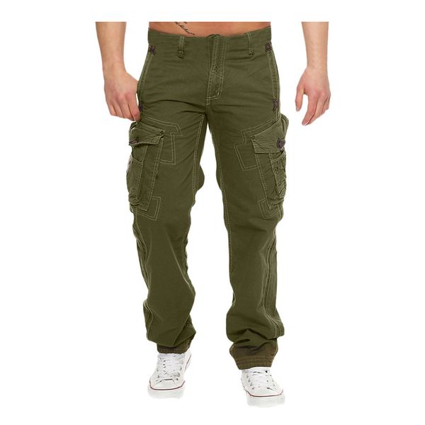

men sweatpants pockets long trousers casual elastic joggings sport solid baggy men casual homme 2020 new, Black