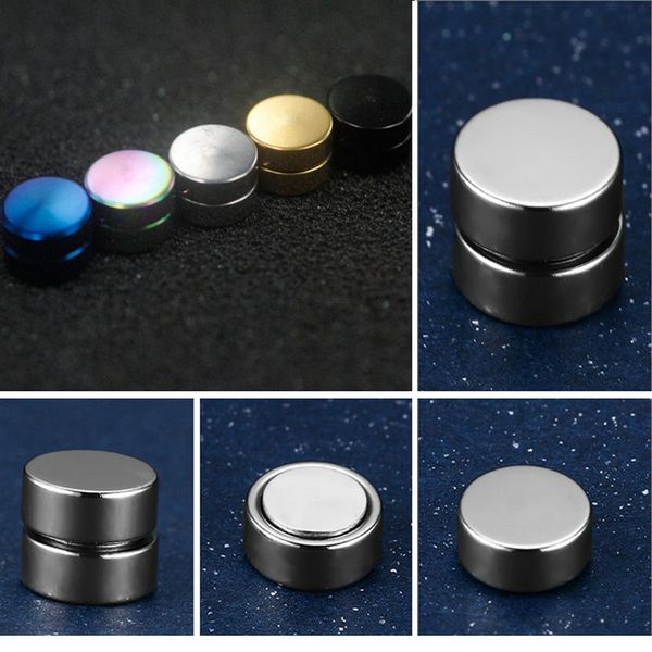 

fashion strong magnet magnetic ear stud non piercing clip black earrings fake earrings gift for boyfriend lover 2pcs /lot, Silver