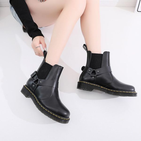 

big size 36-55 new men martins boots genuine leather lace-up casual lovers shoes male tooling boots couple winter, Black