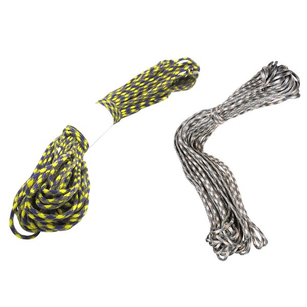 

new-2pcs parachute code rope,purple + yellow/beige + dark gray - 7 strands, 550 pounds, 100 feet