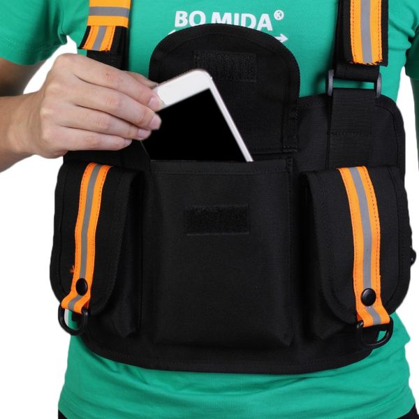 

reflective chest rig bag pack pouch holster vest rig hip hop streetwear hunting vest harness front functional chest bag tools