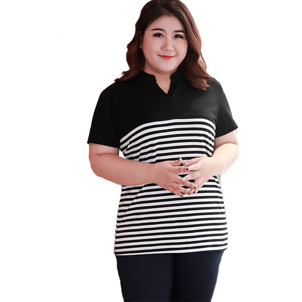 

tuhao 2019 mother middle age plus size cotton shirt blouse 7xl 6xl 5xl striped woman casual blouses shirts ybfs, White
