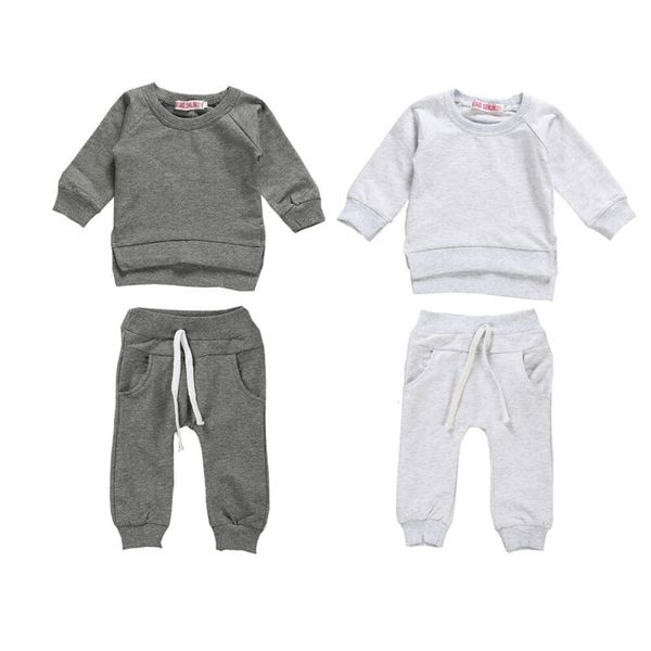 

emmababy autumn newborn kids baby boy girl clothes romper jumpsuit pants baby child outfits clothes set, White