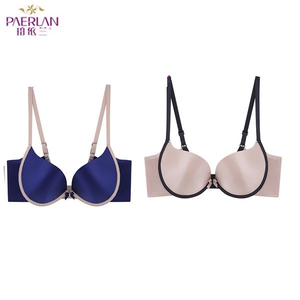 

paerlan [2 pieces] 2019 deep v cup bra female push underwear seamless bra backless stitching smooth underwear female, Red;black