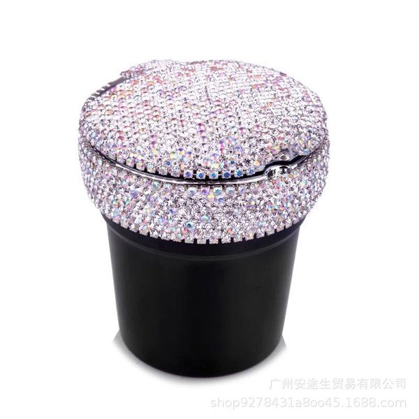 

1pcrhinestones portable car ashtray with light crystal diamond led car ash tray ashtray storage cup holder black for girls woman