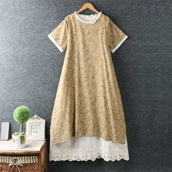 

2020 new summer japanese hipster water soluble embroidery double hem loose dress cotton short-sleeve dress, Black;gray