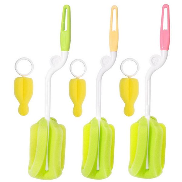

baby kids children milk feeding bottle nipple cleaning scrubber brushes 1set new 360 degree rotating spin sponge brush