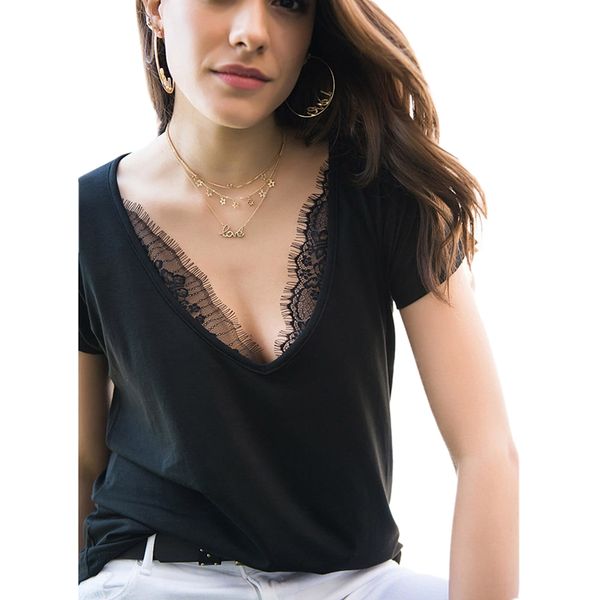 

лео поведневна еѬна ђболка женин кѬђжева пвоѬк ђболка v-обѬазнм в, White