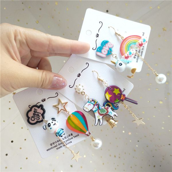 

корейский мотаться падение серьги женщины kawaii мультфильм милый зверек asymmetric мода ювелирные аксессуары оптовая, Silver