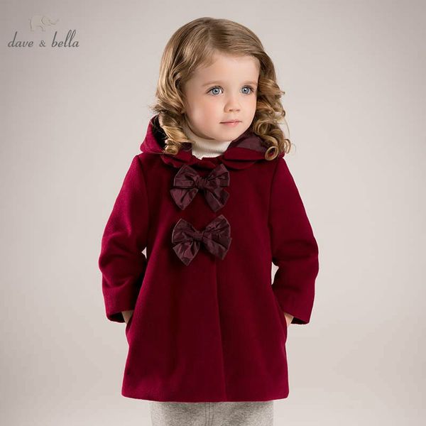 

db5985 dave bella winter infant baby girl big bows jackets toddler girls wine hooded outerwear children hight quality coat, Blue;gray