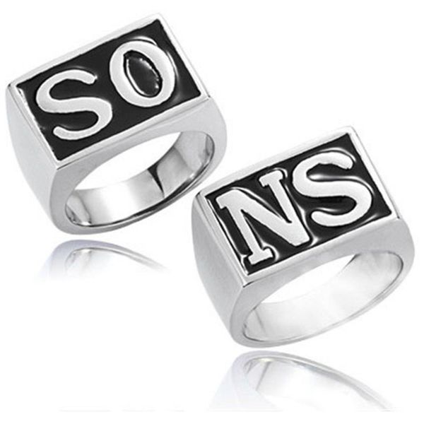 2 pezzi The Sons Of Anarchy Rings Men Rock Punk Costume Cosplay Argento Taglia 8-13 Harley Motorcycle anulare