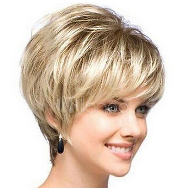 

++ new ladies short blonde natural hair wigs, Black;brown