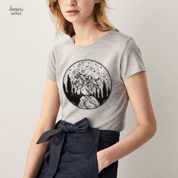 

harajuku tshirt vintage o образным вырезом с коротким рукавом streetwear женский футболка серая футболка stars night одежда женщины мундир, White