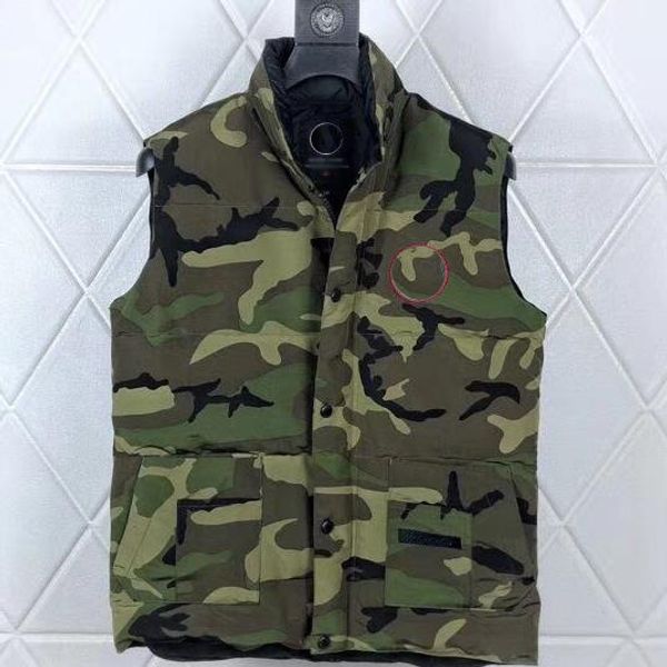 

canada fashion goose mens private custom down vest luxury trend thickening gilet tide brand badge logo camouflage weste, Black;white