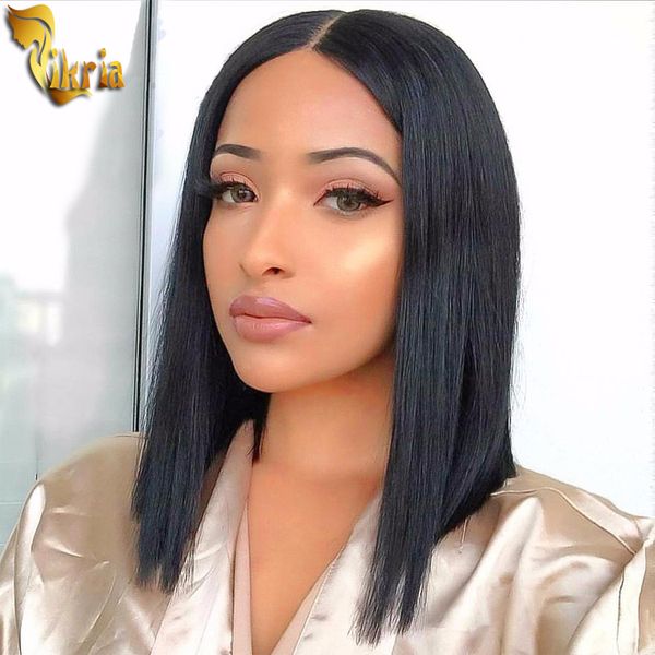 

wigs short bob 13x4 lace frontal full lace wigs brazilian straight remy hair natural color 130%~150% density with baby hair for black women, Black;brown