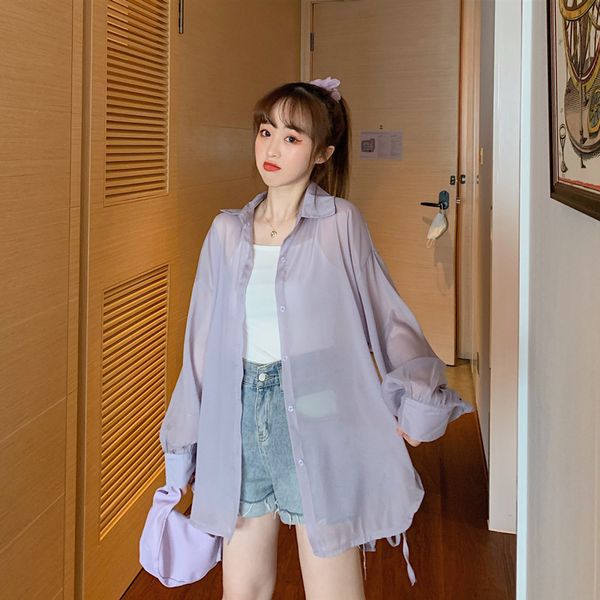

vy1023 2020 spring summer autumn new women fashion casual chiffon shirt woman female womens shirts, White