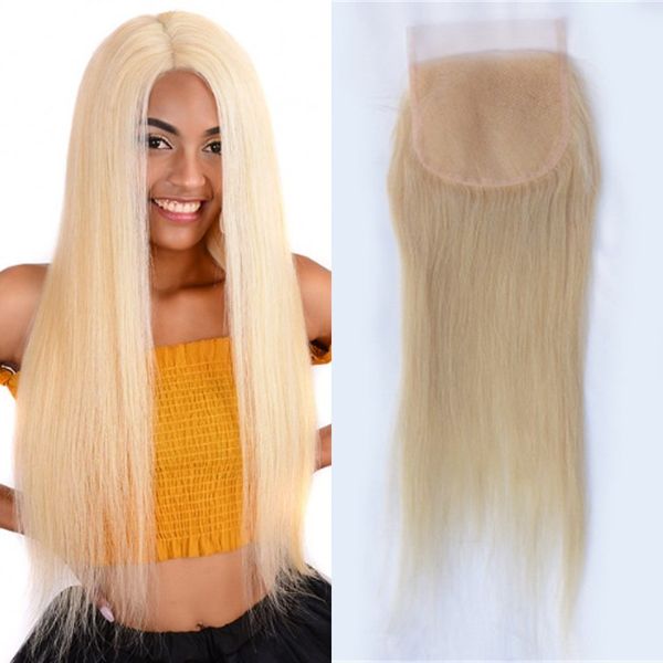 Indian Human Hair Lace Closure 613 Blonde Straight Hair Swiss Lace