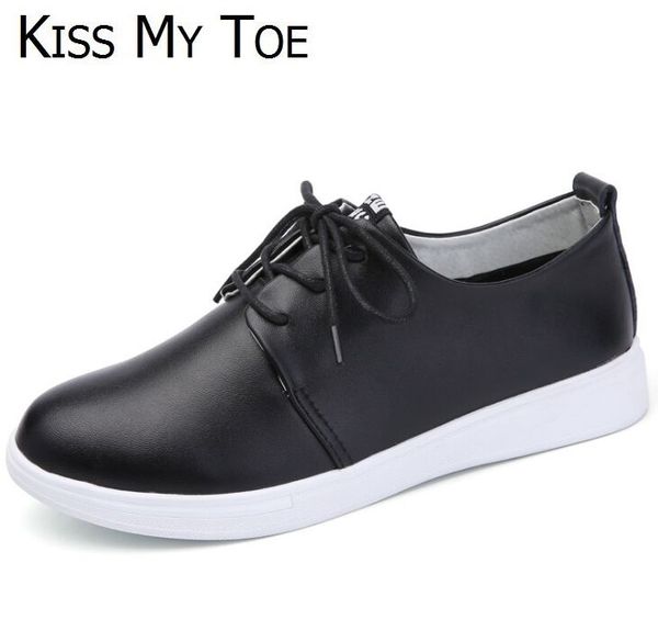 

fashion 2020 spring simple genuine leather casual breathable shoes for women flat ladies trainers chaussure femme zapatos mujer, Black