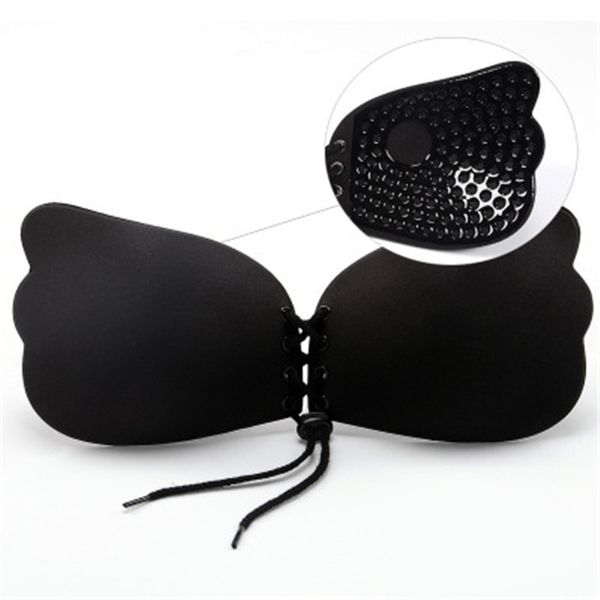 Intimo da donna Fasciatura autoadesiva senza spalline Reggiseno solido senza nero Stick Gel Push Up in silicone Reggiseno invisibile da donna di design