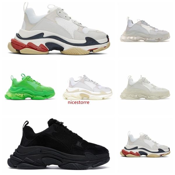 

triple s fashion designer shoes for running men women clear sole neon green black white grey mens trainers skateboard sports